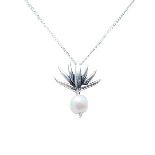 Agave Pearl Pendant Necklace | .925 Sterling Silver & Freshwater Pearl | Handmade Mexican Jewelry by Gabriela Sánchez
