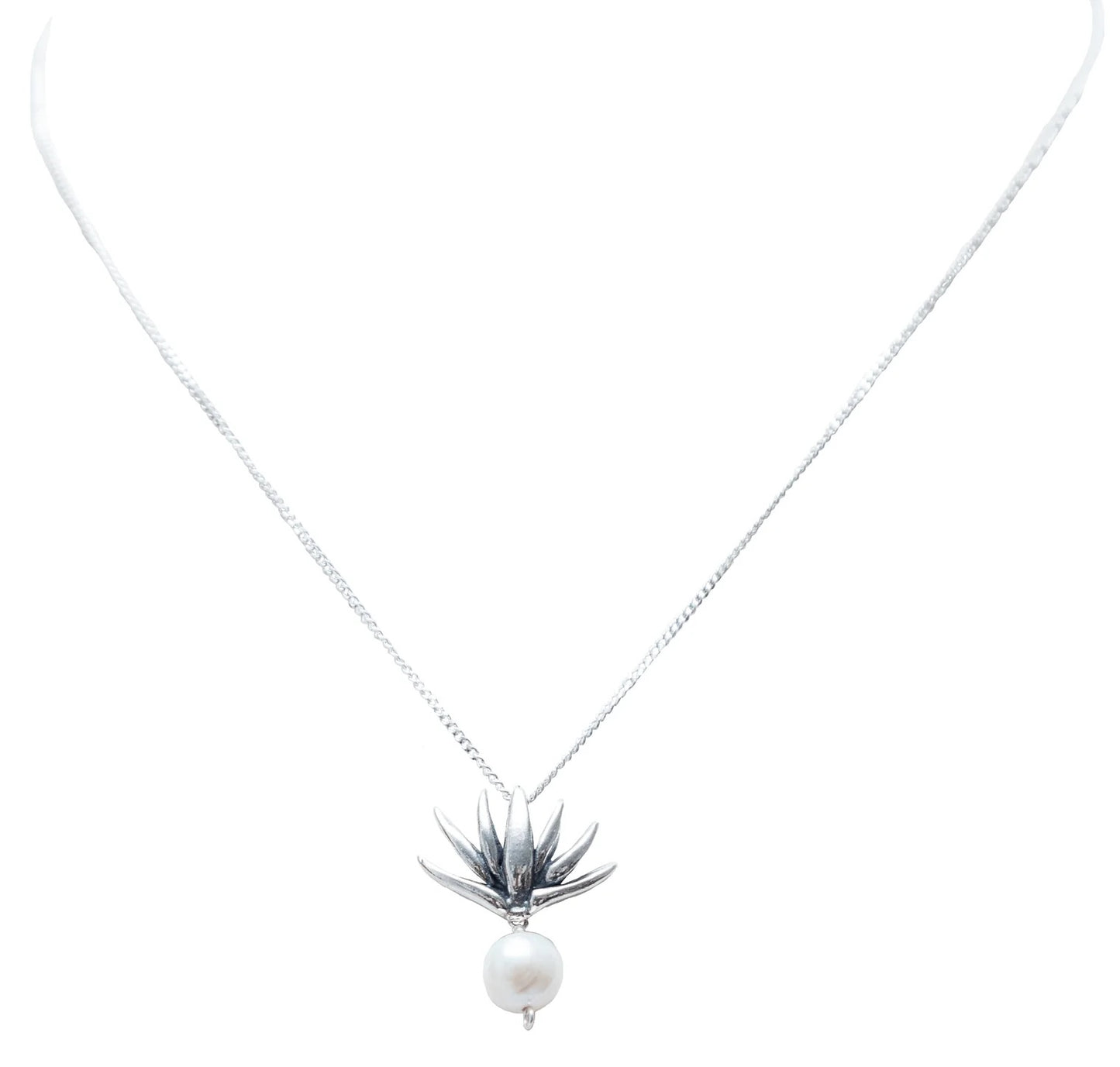 Agave Pearl Pendant Necklace | .925 Sterling Silver & Freshwater Pearl | Handmade Mexican Jewelry by Gabriela Sánchez