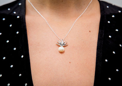 Agave Pearl Pendant Necklace | .925 Sterling Silver & Freshwater Pearl | Handmade Mexican Jewelry by Gabriela Sánchez