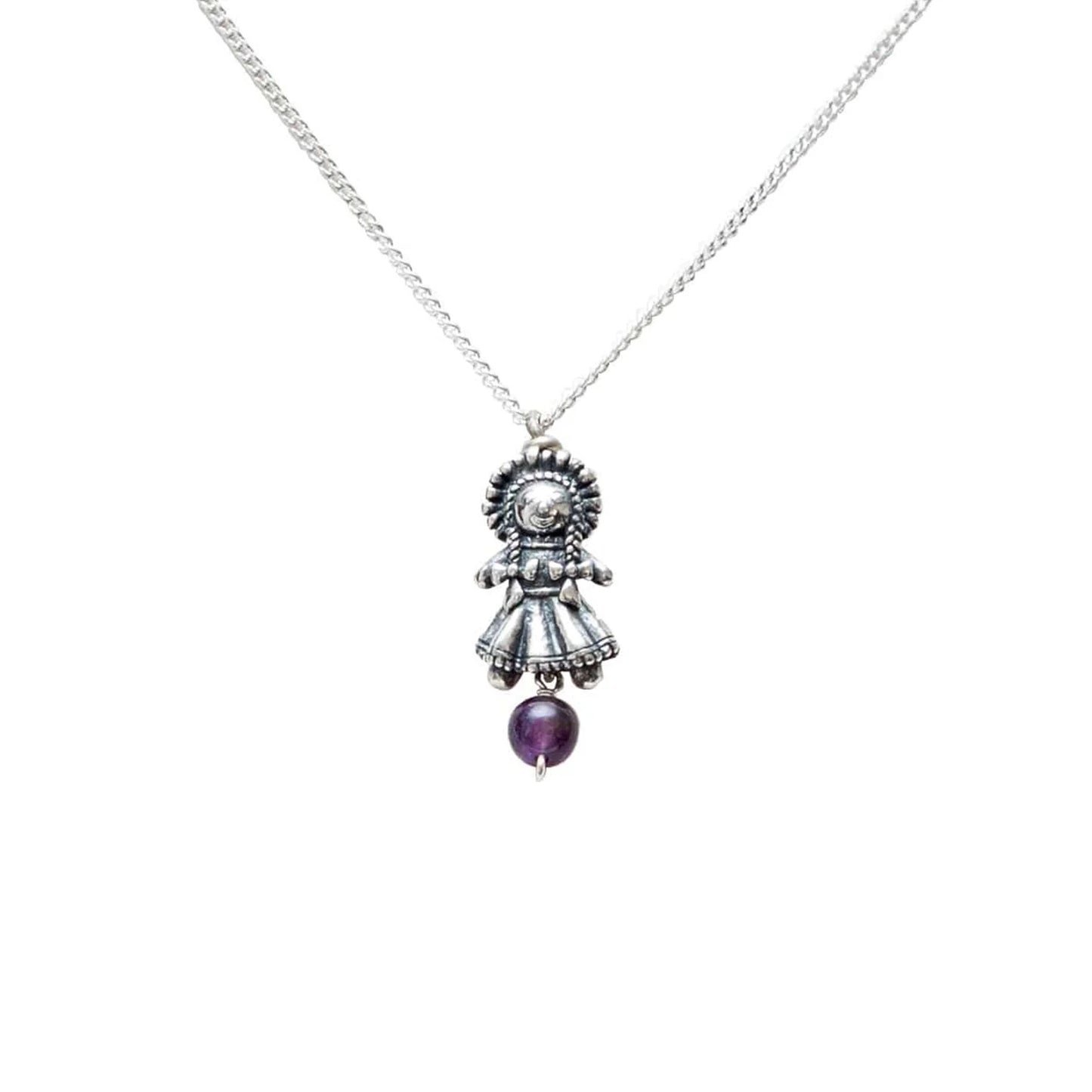 Mini Amethyst Muñeca Necklace .925 Silver by Gabriela Sánchez