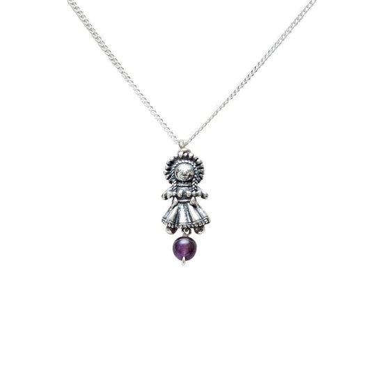 Mini Amethyst Muñeca Necklace .925 Silver by Gabriela Sánchez