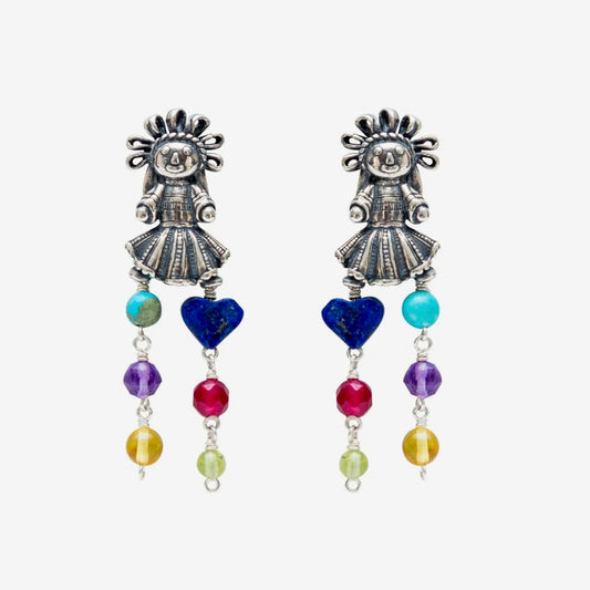 Mexican Sterling Silver Amethyst Earrings | Gabriela Sánchez Muñeca Chica Artisan Jewelry