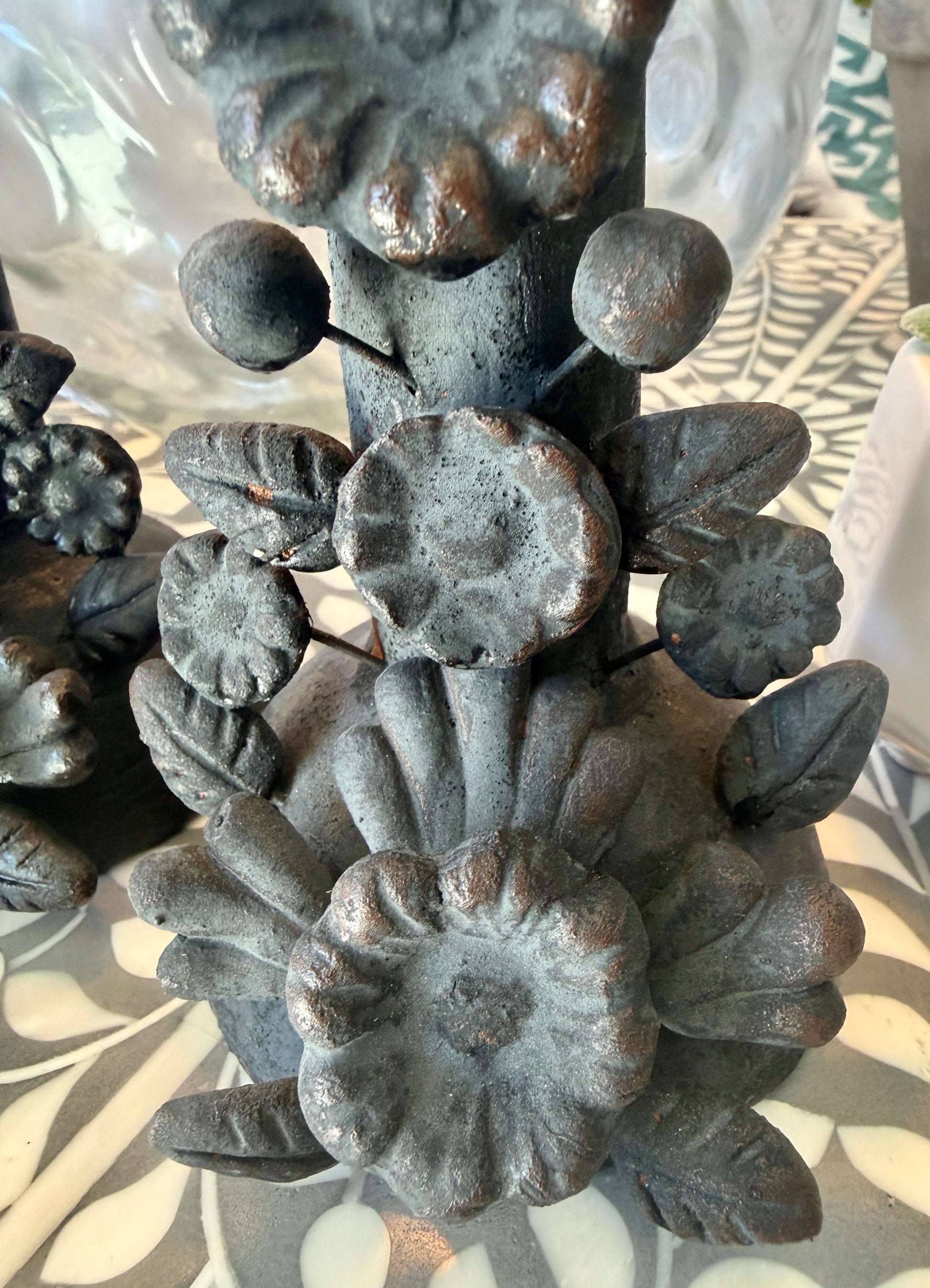 Handmade Day of the Dead Skull Candlesticks – Mexican Floral Calavera Candle Holders Set of 2