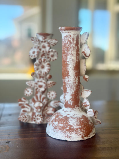 Handmade Day of the Dead Skull Candlesticks – Mexican Floral Calavera Candle Holders Set of 2