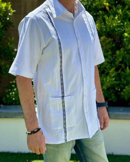 Guayabera Vera Cruz- Traditional Design-Loose Fitting- Two Pocket Front