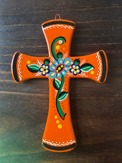 Mexican Handpainted Ceramic Cross