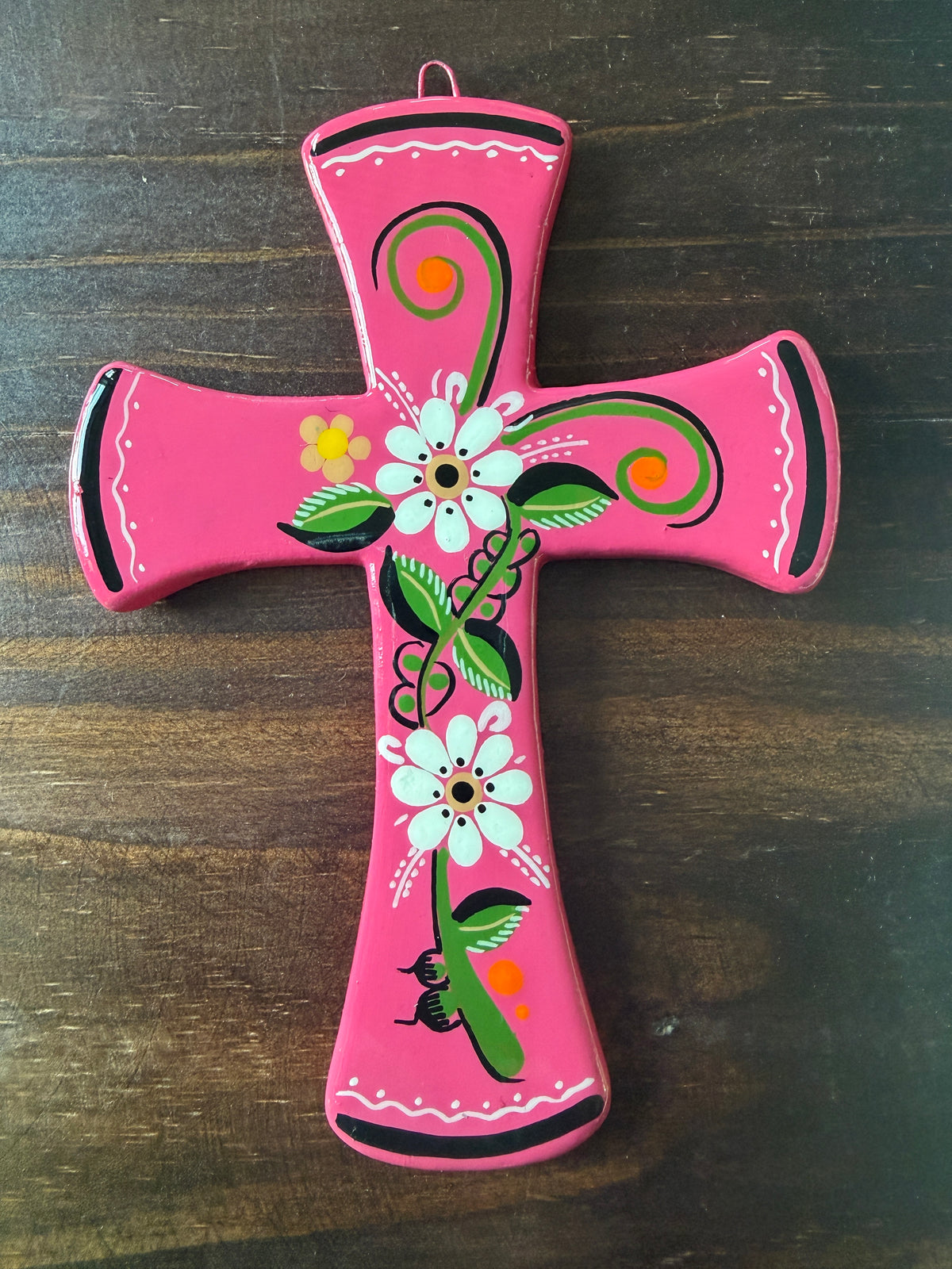 Mexican Handpainted Ceramic Cross
