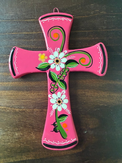 Mexican Handpainted Ceramic Cross