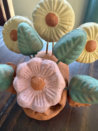 Tonalá Mexican Floral Skull – Handmade Clay Folk Art