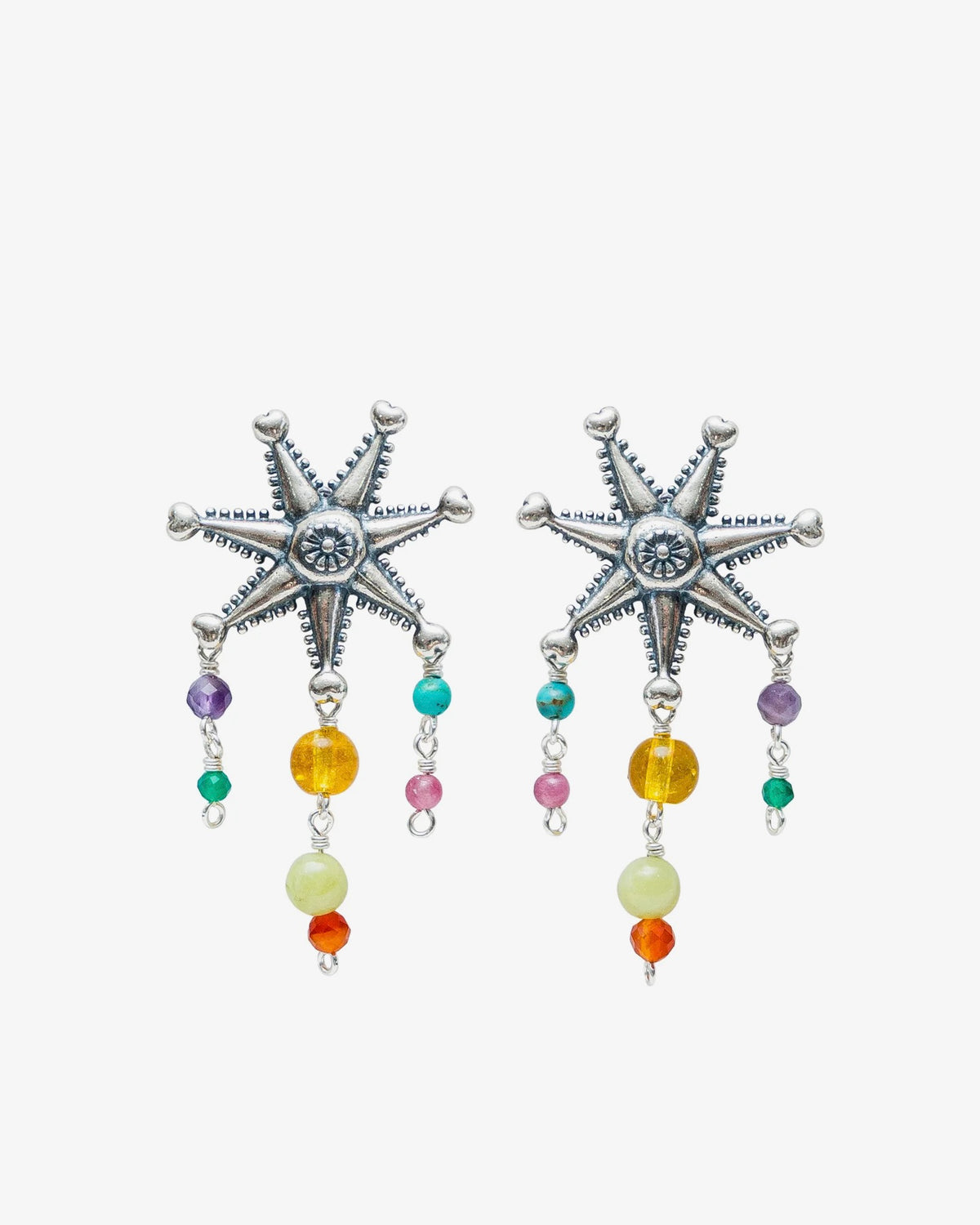 Mexican Piñata .925 Sterling Silver Gemstone Earrings – Mucha Fiesta Colorida
