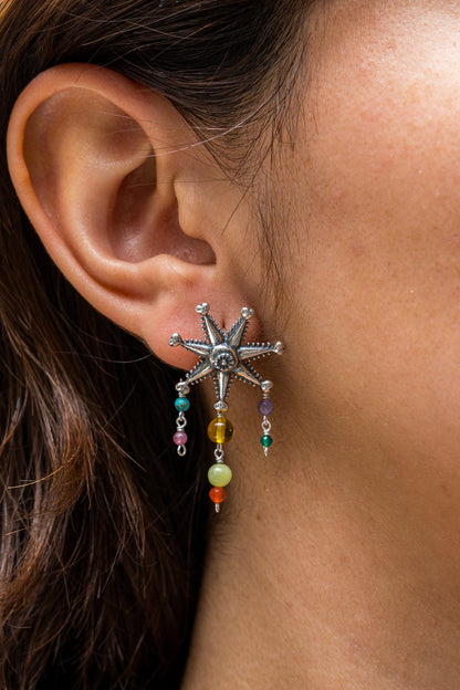Mexican Piñata .925 Sterling Silver Gemstone Earrings – Mucha Fiesta Colorida