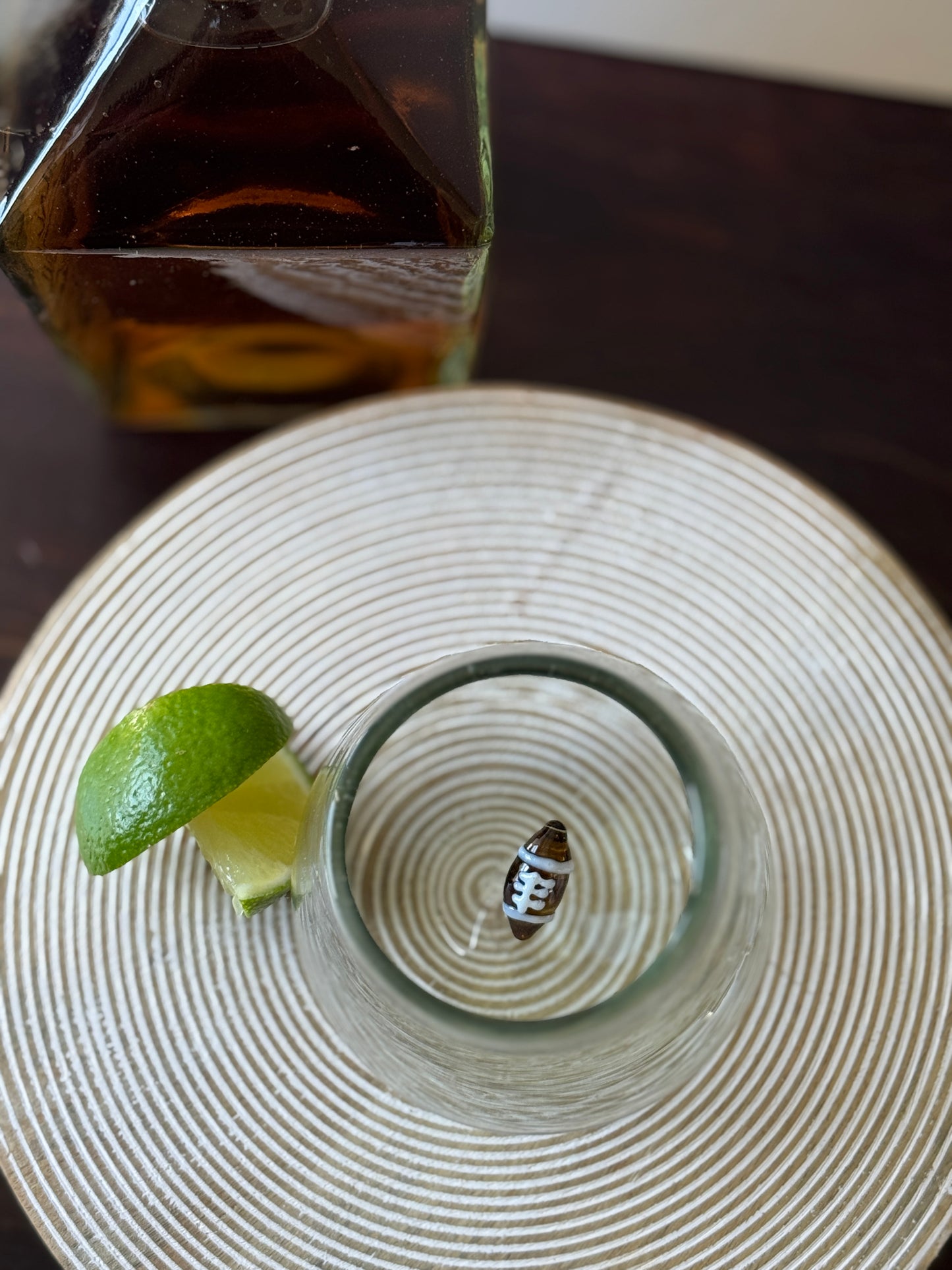 Handblown Mexican Glass with Football | Recycled Glass Cup | Fun Gift for Sports Fans, Dad, or Bar Decor
