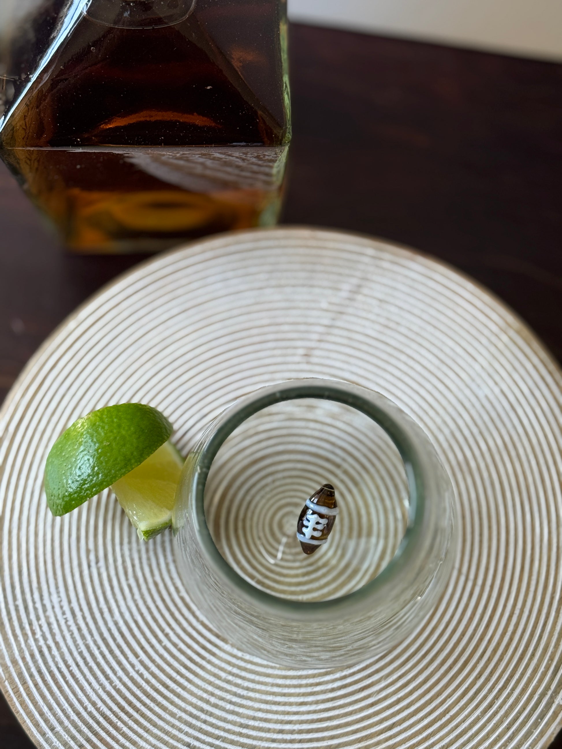 Handblown Mexican Glass with Football | Recycled Glass Cup | Fun Gift for Sports Fans, Dad, or Bar Decor