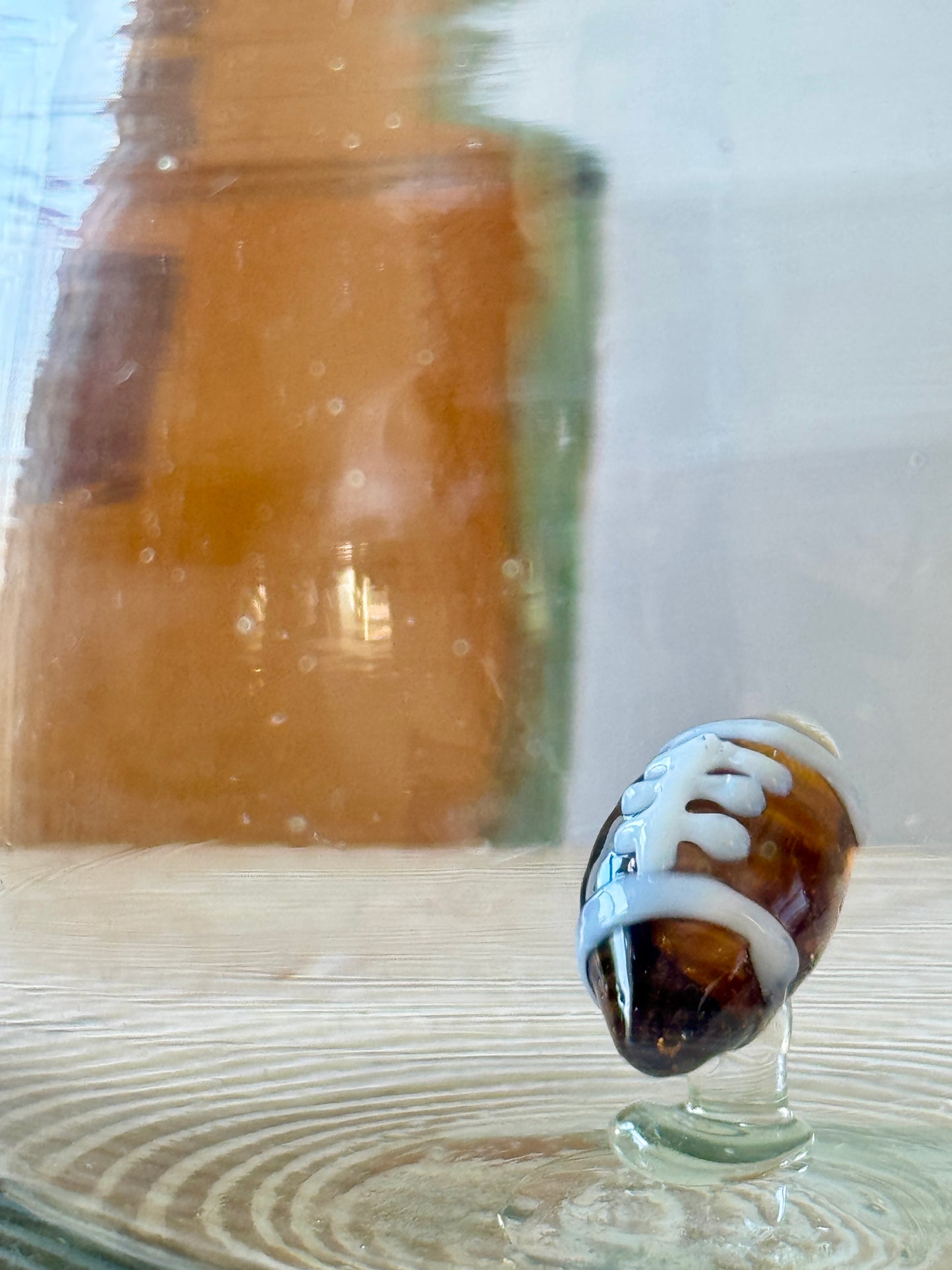 Handblown Mexican Glass with Football | Recycled Glass Cup | Fun Gift for Sports Fans, Dad, or Bar Decor