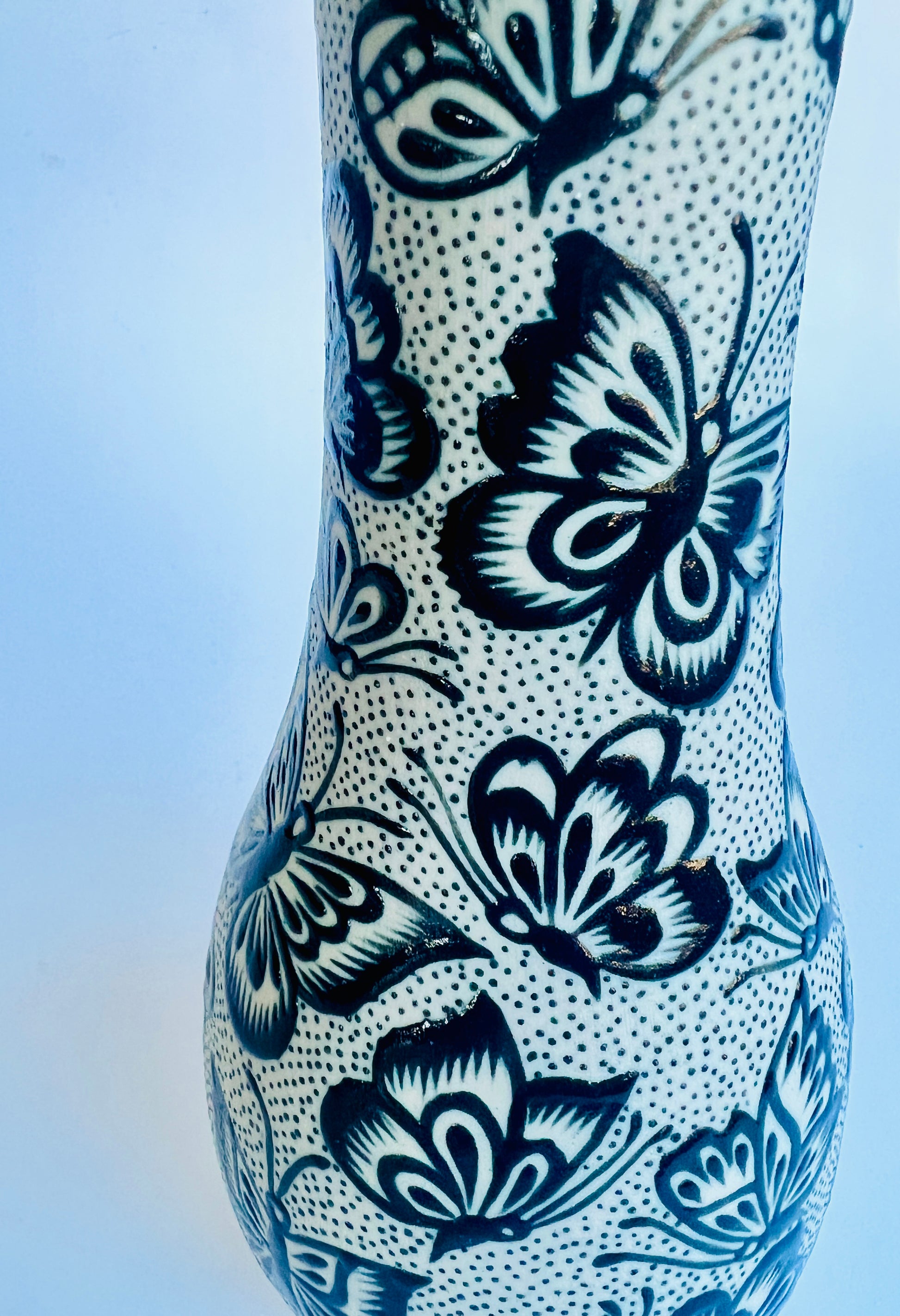 Authentic Guanajuato Butterfly Vase – Hand-Painted Mexican Folk Art
