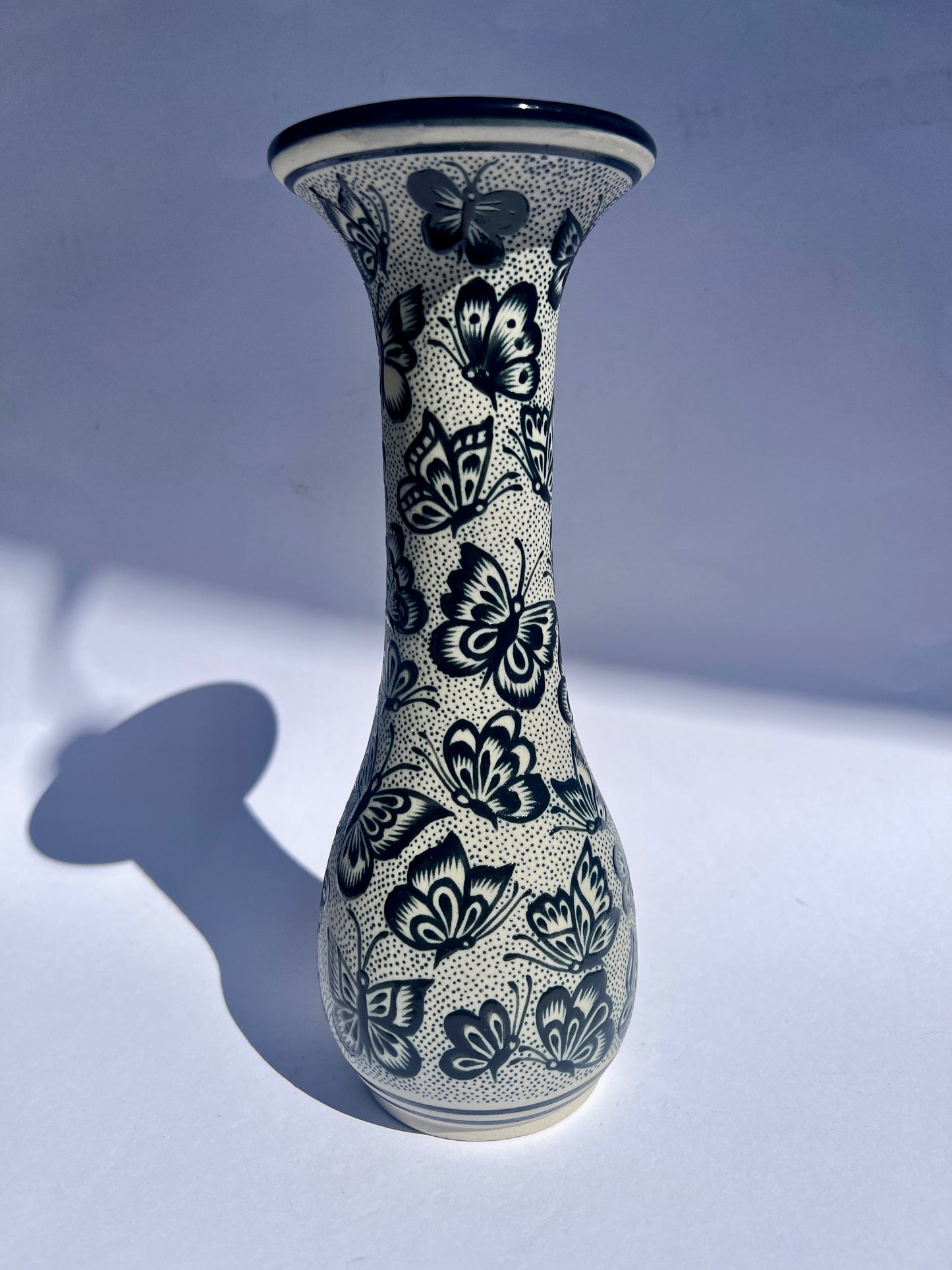 Authentic Guanajuato Butterfly Vase – Hand-Painted Mexican Folk Art