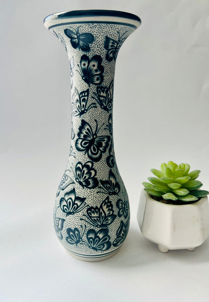 Authentic Guanajuato Butterfly Vase – Hand-Painted Mexican Folk Art