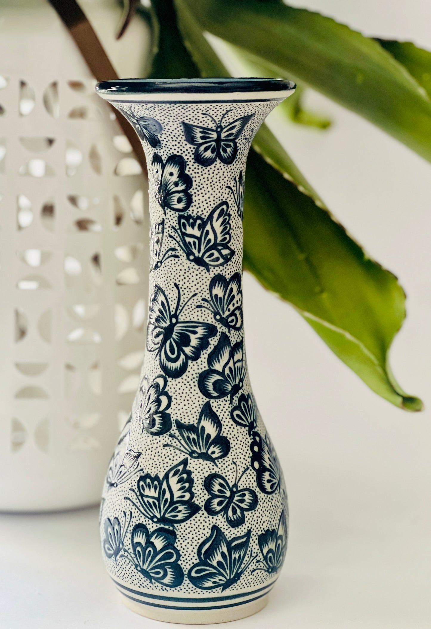 Authentic Guanajuato Butterfly Vase – Hand-Painted Mexican Folk Art