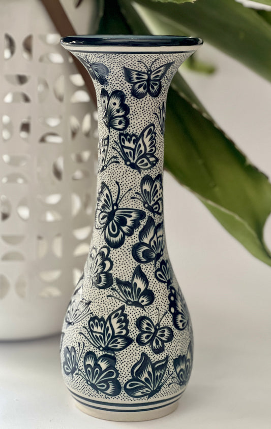 Authentic Guanajuato Butterfly Vase – Hand-Painted Mexican Folk Art