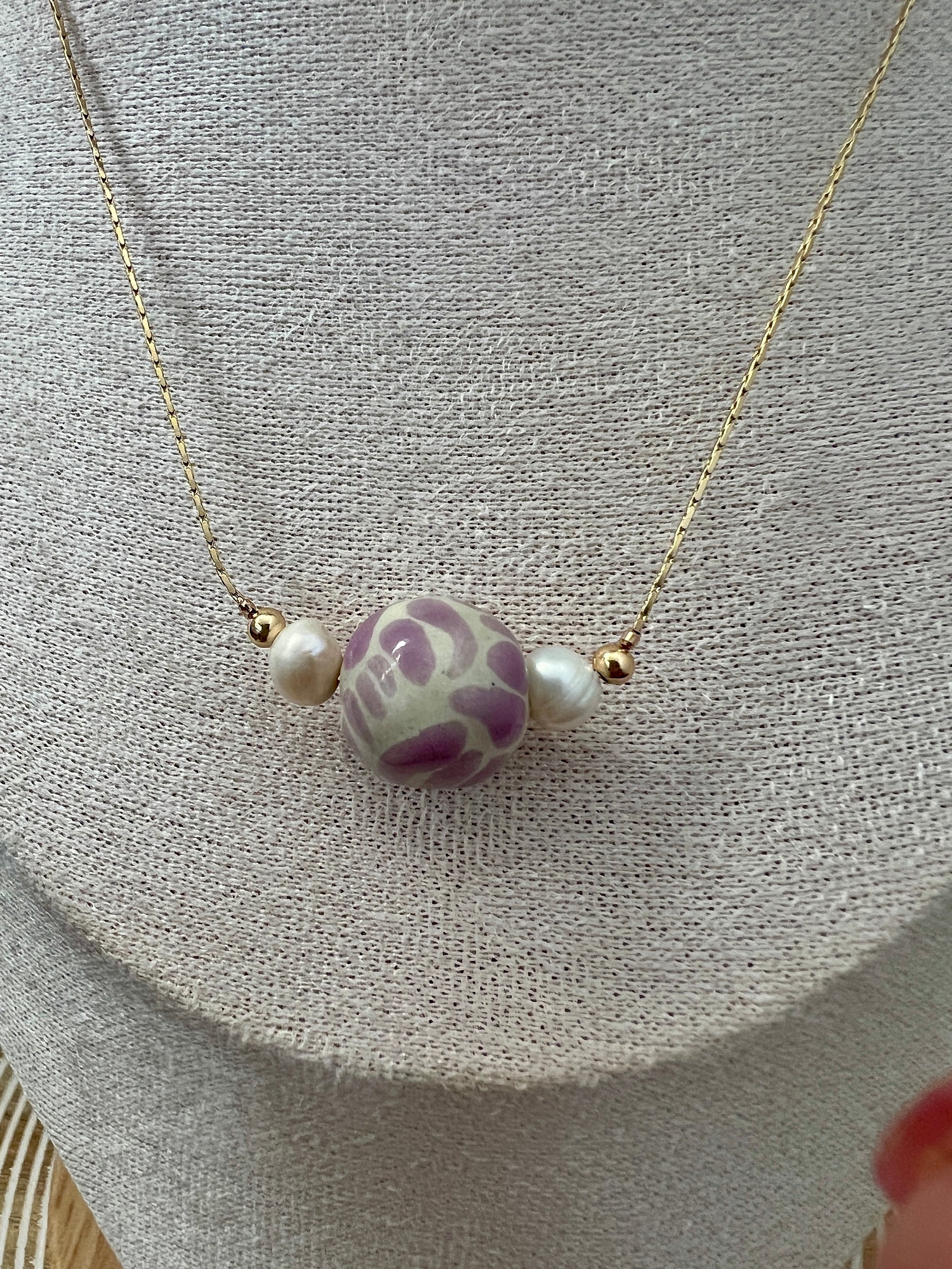 Maria Talavera and Pearl 14k Gold Plated Necklace