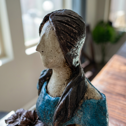 Handmade Mexican Ceramic Woman Sculpture – Artisan Folk Art Statue from Guadalajara – 16.5"