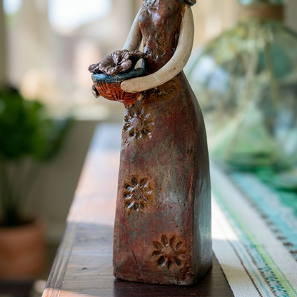 Handmade Mexican Ceramic Woman Sculpture – Artisan Folk Art Statue from Guadalajara – 16.5"