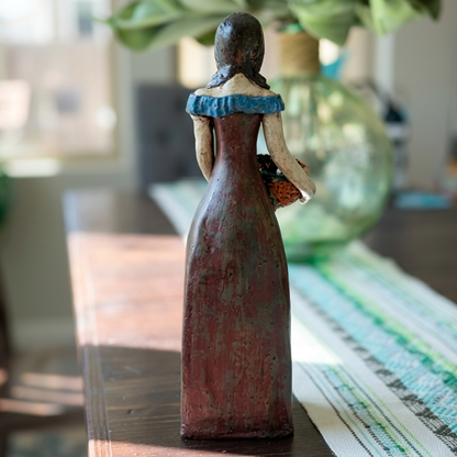 Handmade Mexican Ceramic Woman Sculpture – Artisan Folk Art Statue from Guadalajara – 16.5"