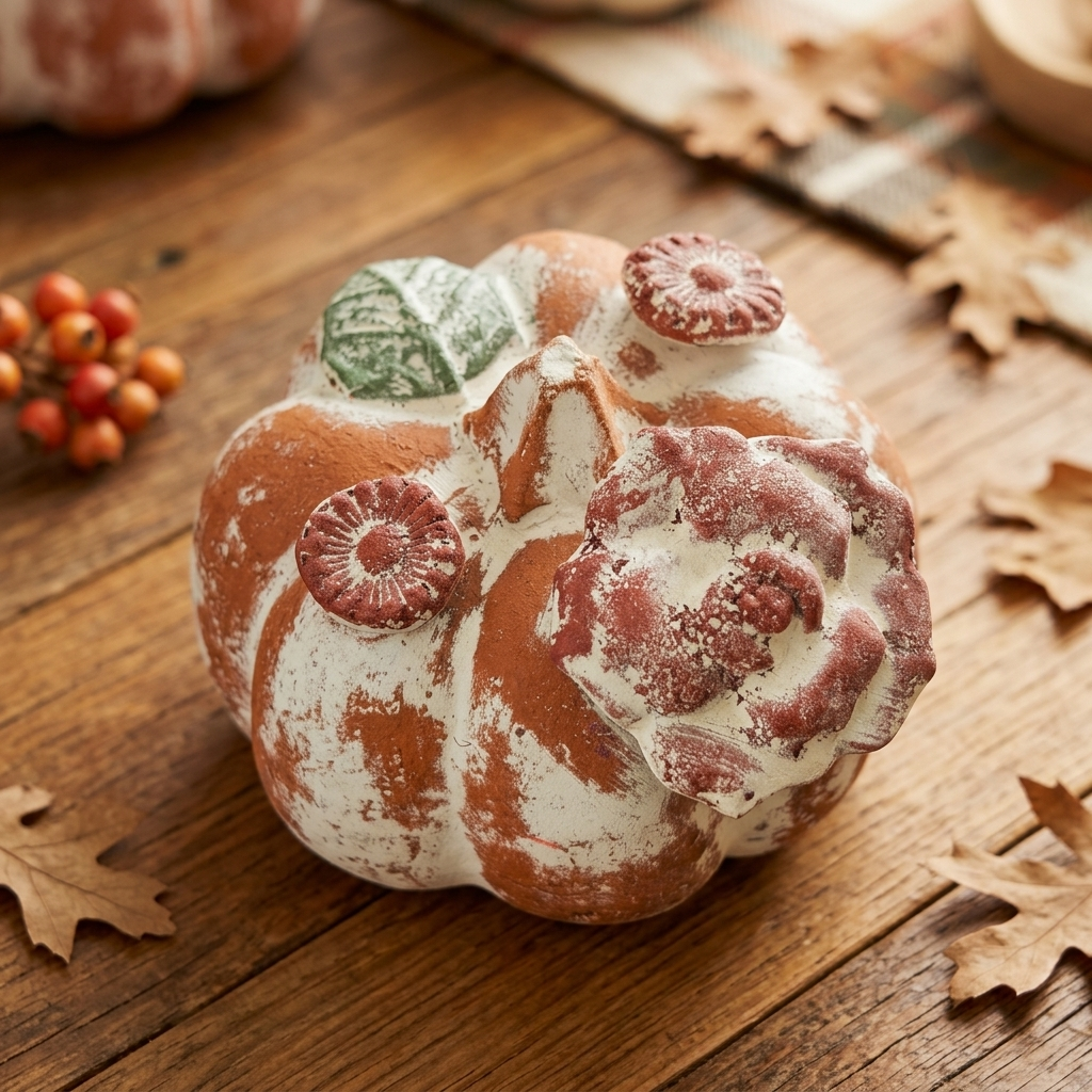 Handmade Mexican Pumpkin Décor from Tonalá – Floral & Butterfly Folk Art Accent