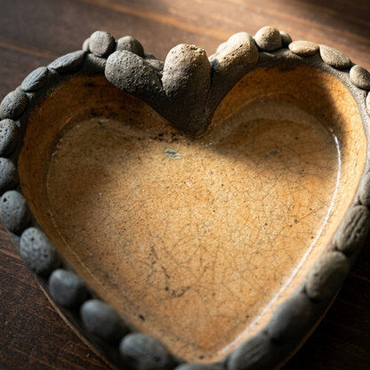 Handmade Barro Negro Heart Ring Dish | Oaxaca Pottery Jewelry Tray