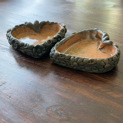 Handmade Barro Negro Heart Ring Dish | Oaxaca Pottery Jewelry Tray