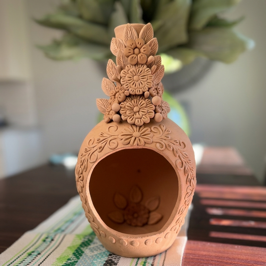 Handmade Oaxaca Clay Chimenea Vase by Patty Gaytan