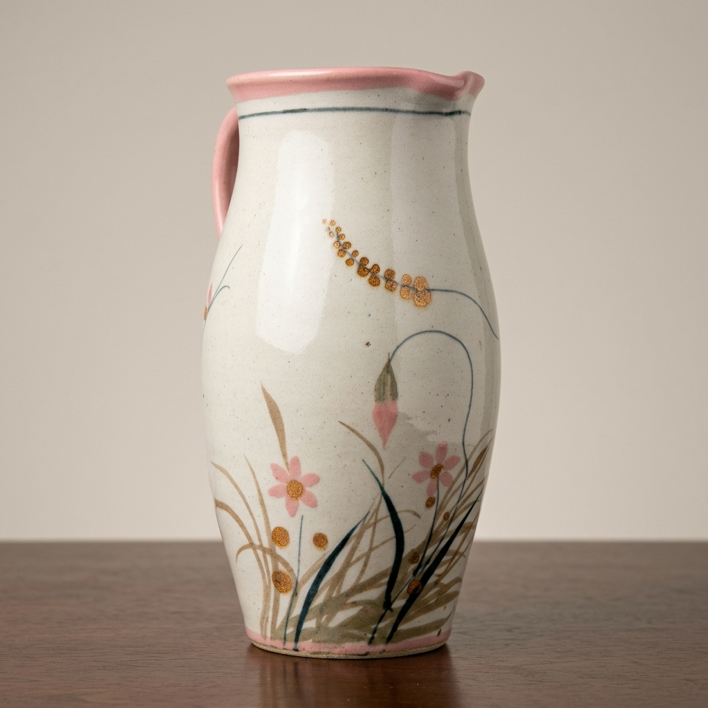 Hand Painted Tonala Ceramic Pitcher – Mexican Folk Art Floral Jug by Teresa Duran 9.5”