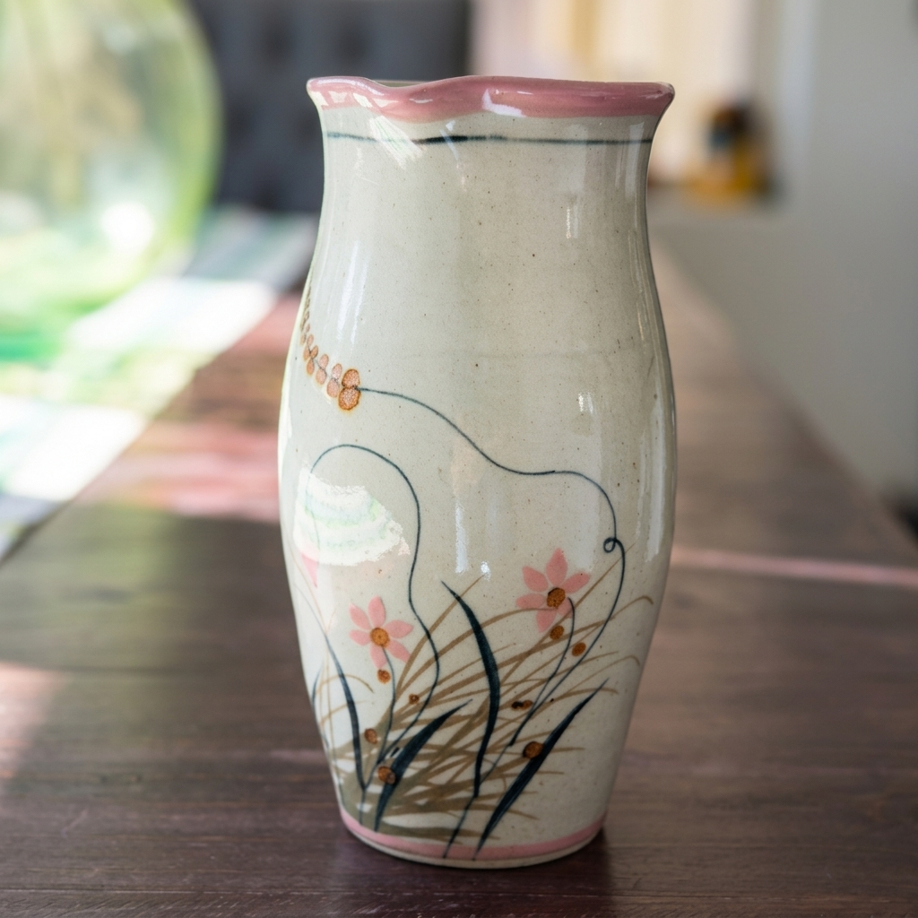 Hand Painted Tonala Ceramic Pitcher – Mexican Folk Art Floral Jug by Teresa Duran 9.5”