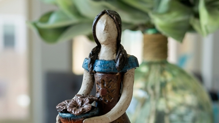 Handmade Mexican Ceramic Woman Sculpture – Artisan Folk Art Statue from Guadalajara – 16.5"