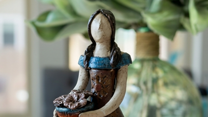Handmade Mexican Ceramic Woman Sculpture – Artisan Folk Art Statue from Guadalajara – 16.5"