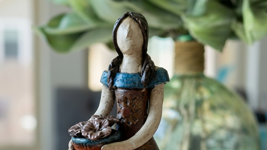 Handmade Mexican Ceramic Woman Sculpture – Artisan Folk Art Statue from Guadalajara – 16.5"