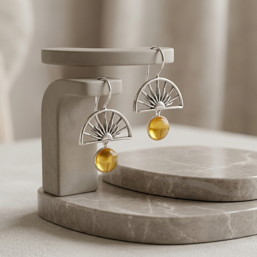 Ray of Sunshine Sterling Silver Earrings – Handmade Mexican Celestial Jewelry by Gabriela Sánchez