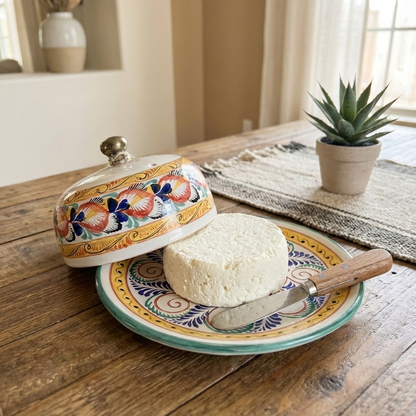 Handmade Ceramic Cheese Dome with Plate — High-Temp Artisan Craft from Aguascalientes, Mexico