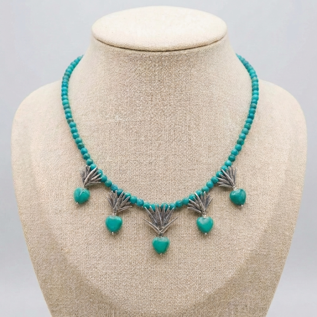 Turquoise Agave Necklace – Sterling Silver Handmade Mexican Jewelry