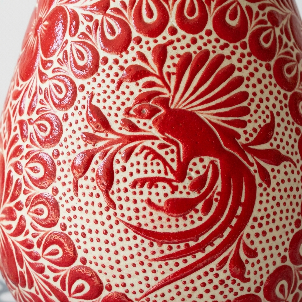 One of a Kind Hand Painted Talavera Style Ceramic Vase – Mexican Hummingbird Folk Art from Guanajuato