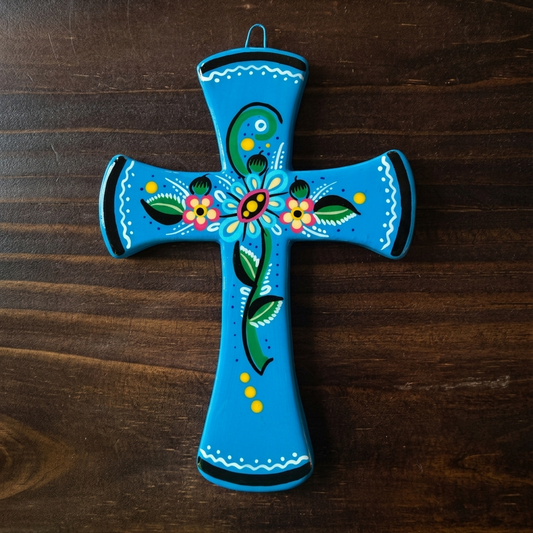 Mexican Handpainted Ceramic Cross