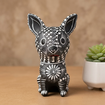 Hand Painted Mexican Ceramic Dog Figurine | Tonalá Folk Art Sculpture | Handmade Dog Lover Gift