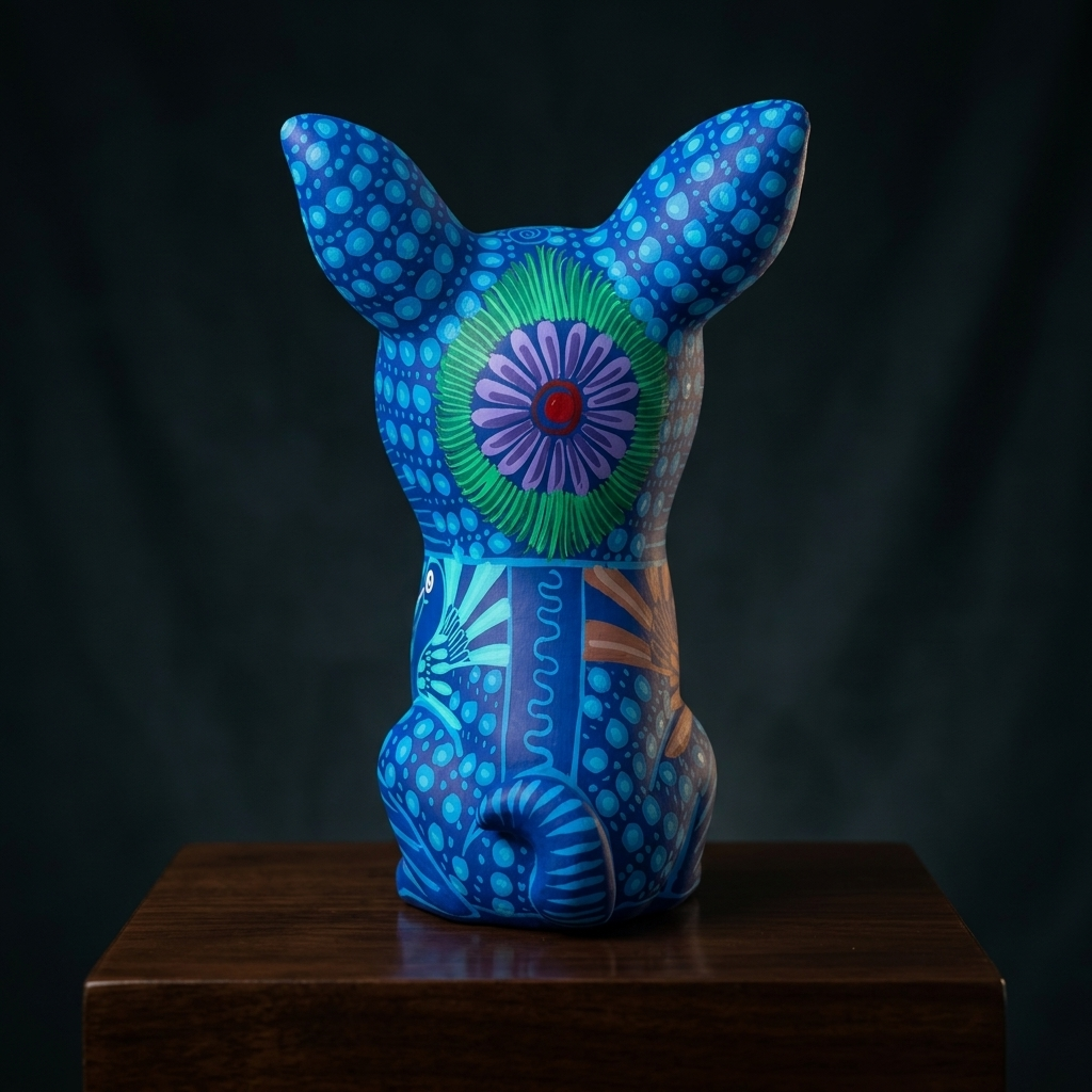 Hand Painted Mexican Ceramic Dog Figurine | Tonalá Folk Art Sculpture | Handmade Dog Lover Gift