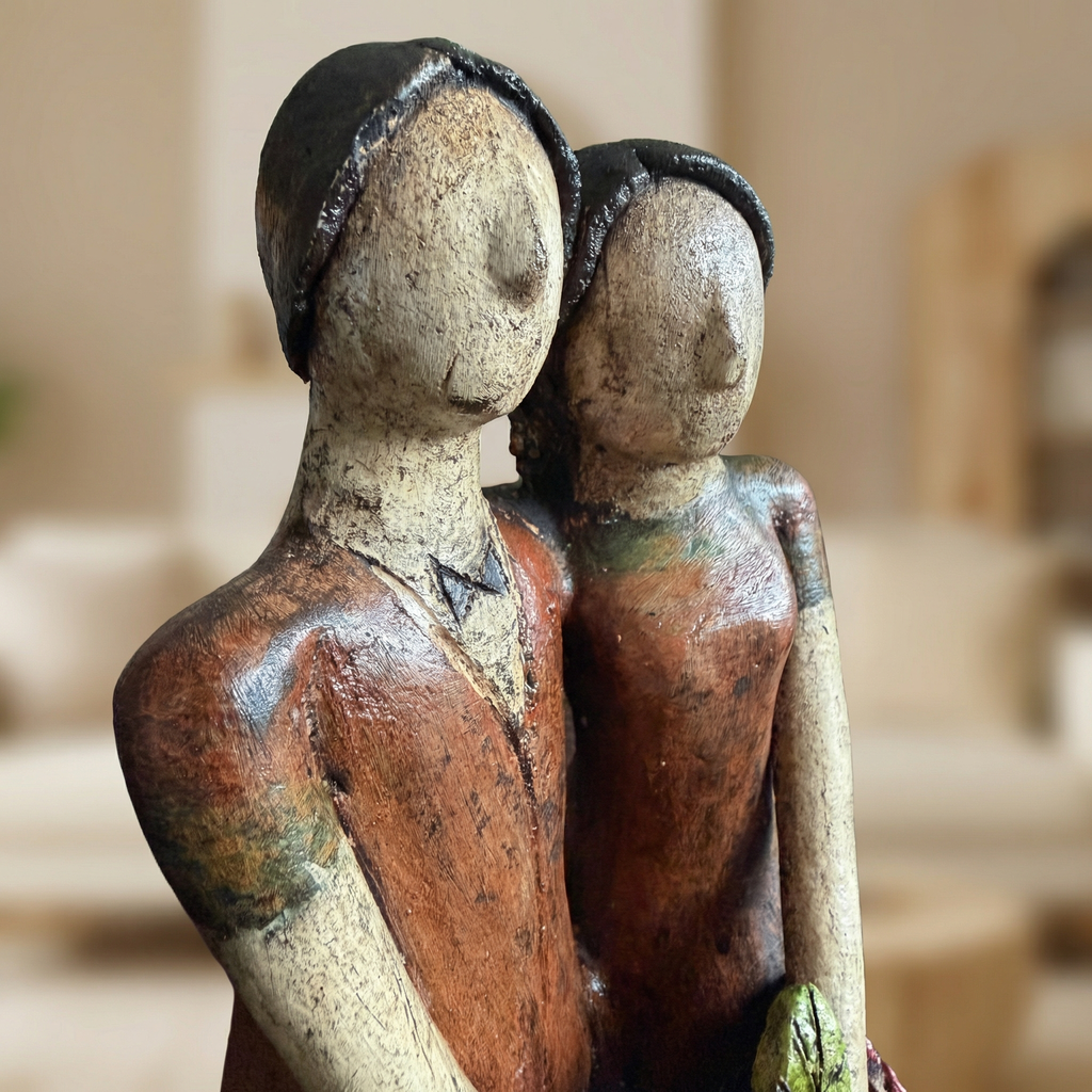 Handmade Mexican Couple Figurine – Artisan Folk Art Sculpture From Guadalajara