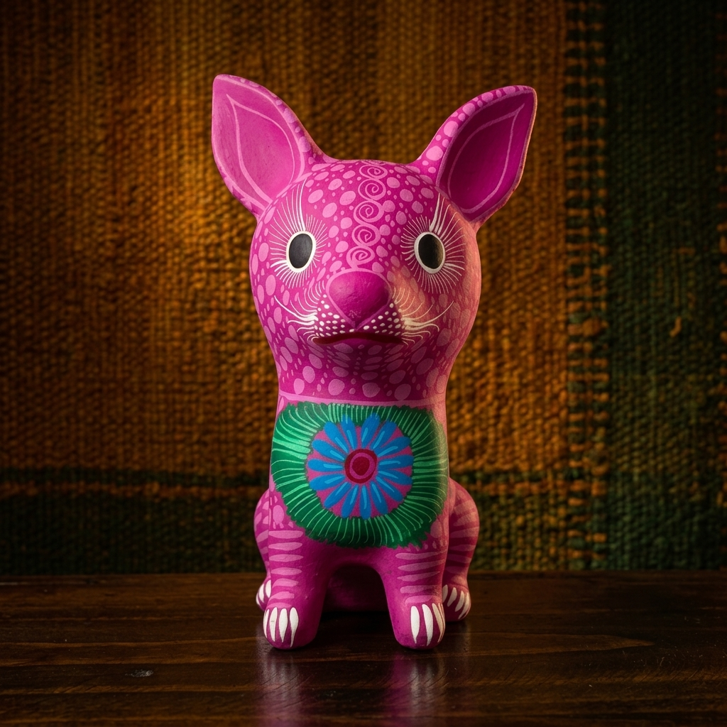 Hand Painted Mexican Ceramic Dog Figurine | Tonalá Folk Art Sculpture | Handmade Dog Lover Gift
