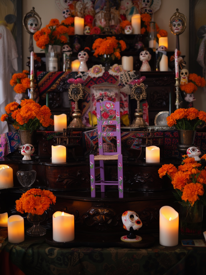 Hand-Painted Mexican Folk Art Chair from Tonalá | Floral Wood Accent Chair
