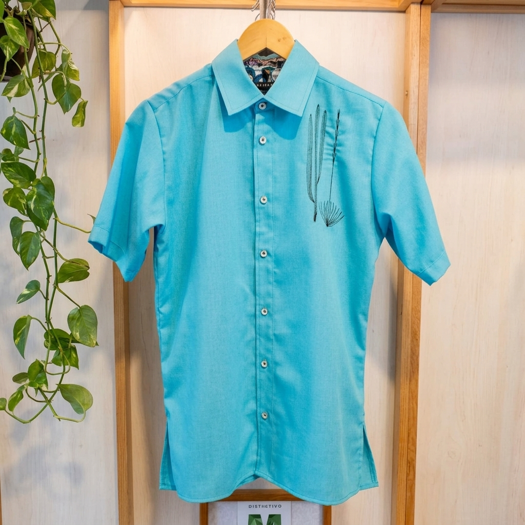 Men's Turquoise Embroidered Oaxaca Shirt | Handmade Mexican Button Up by Viajantes