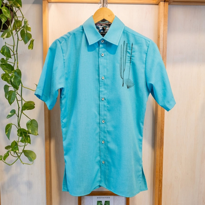 Men's Turquoise Embroidered Oaxaca Shirt | Handmade Mexican Button Up by Viajantes