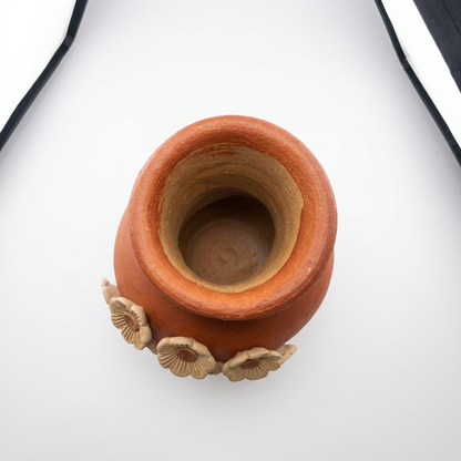 Handmade Oaxacan Clay Chimney Incense Burner | Santa María Atzompa Flower Heart Candle Holder