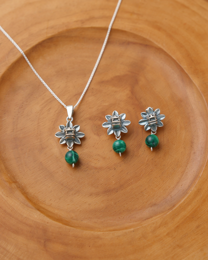 Green Malachite Quetzalcóatl Jewelry Set | Gabriela Sánchez